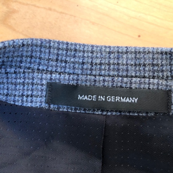 Men's 42R Hugo Boss Blue Tweed Two Button Wool Blazer - Picture 10 of 14